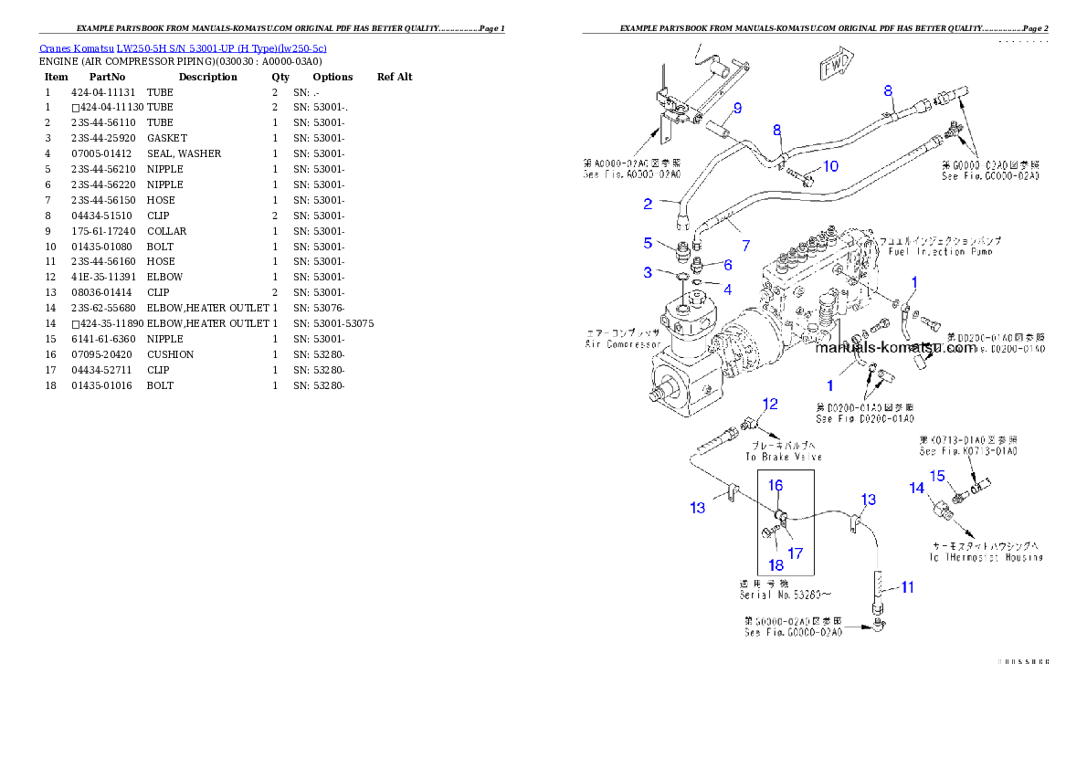 LW250-5H S/N 53001-UP (H Type) Partsbook