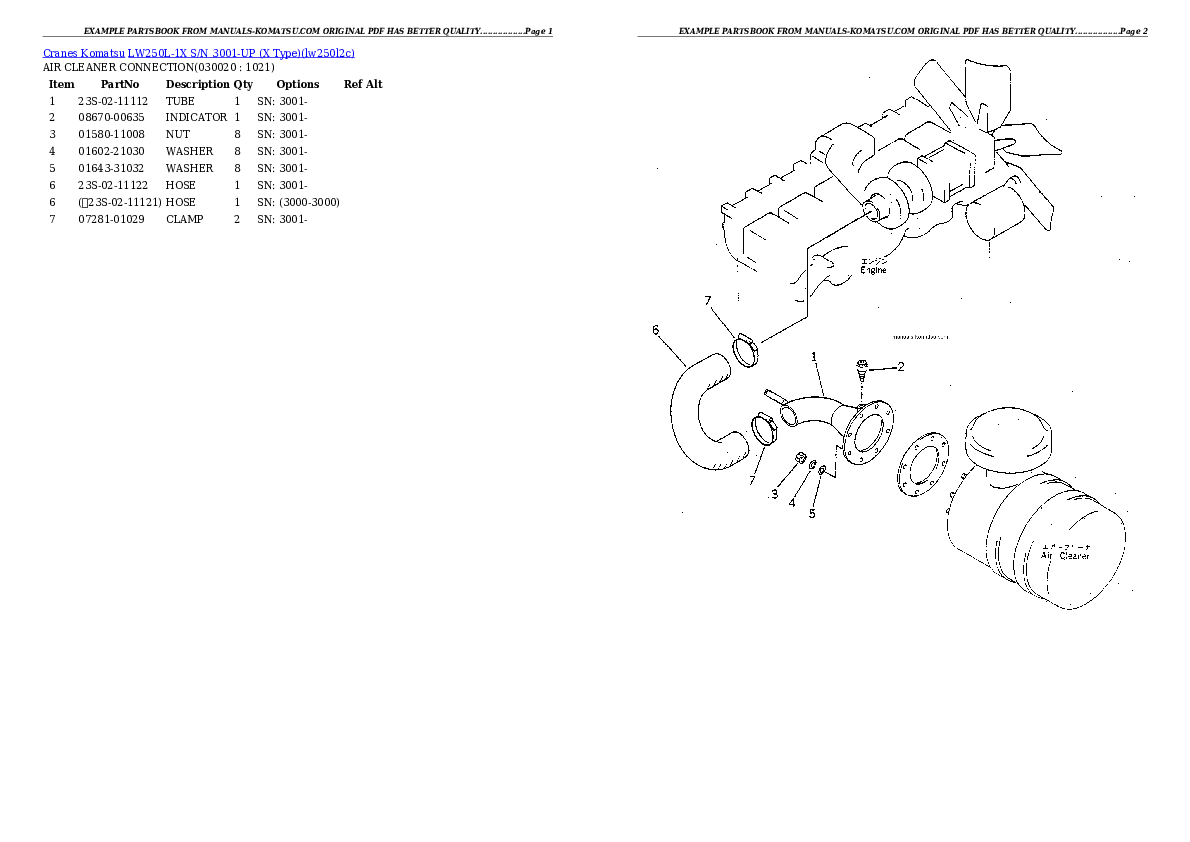 LW250L-1X S/N 3001-UP (X Type) Partsbook