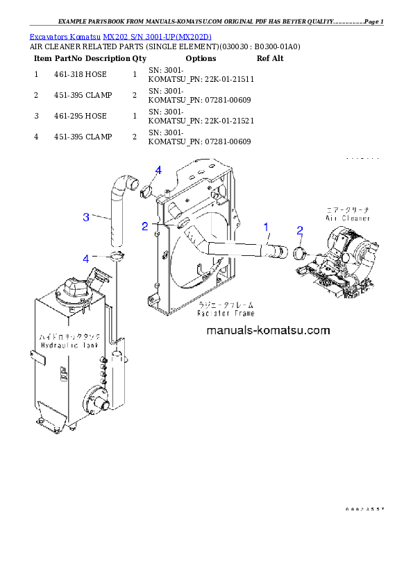 MX202 S/N 3001-UP Partsbook