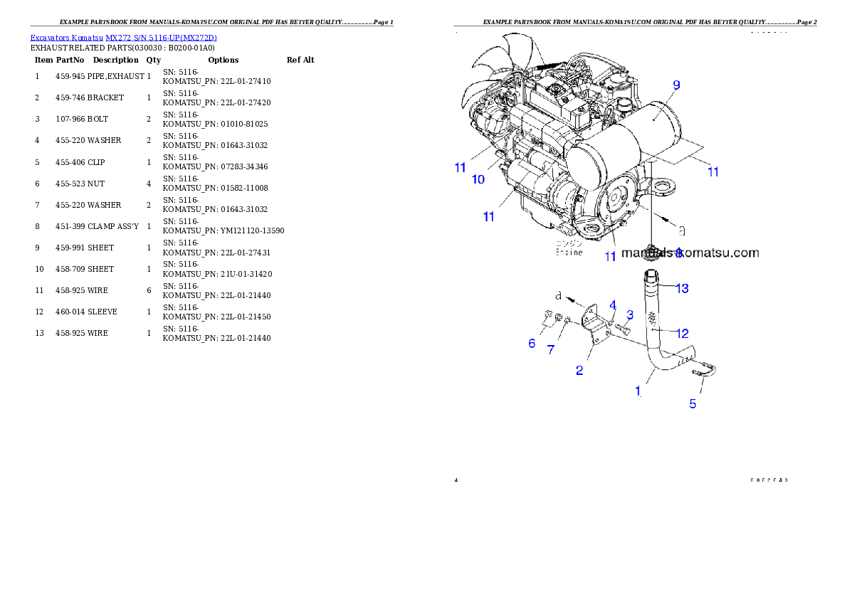 MX272 S/N 5116-UP Partsbook