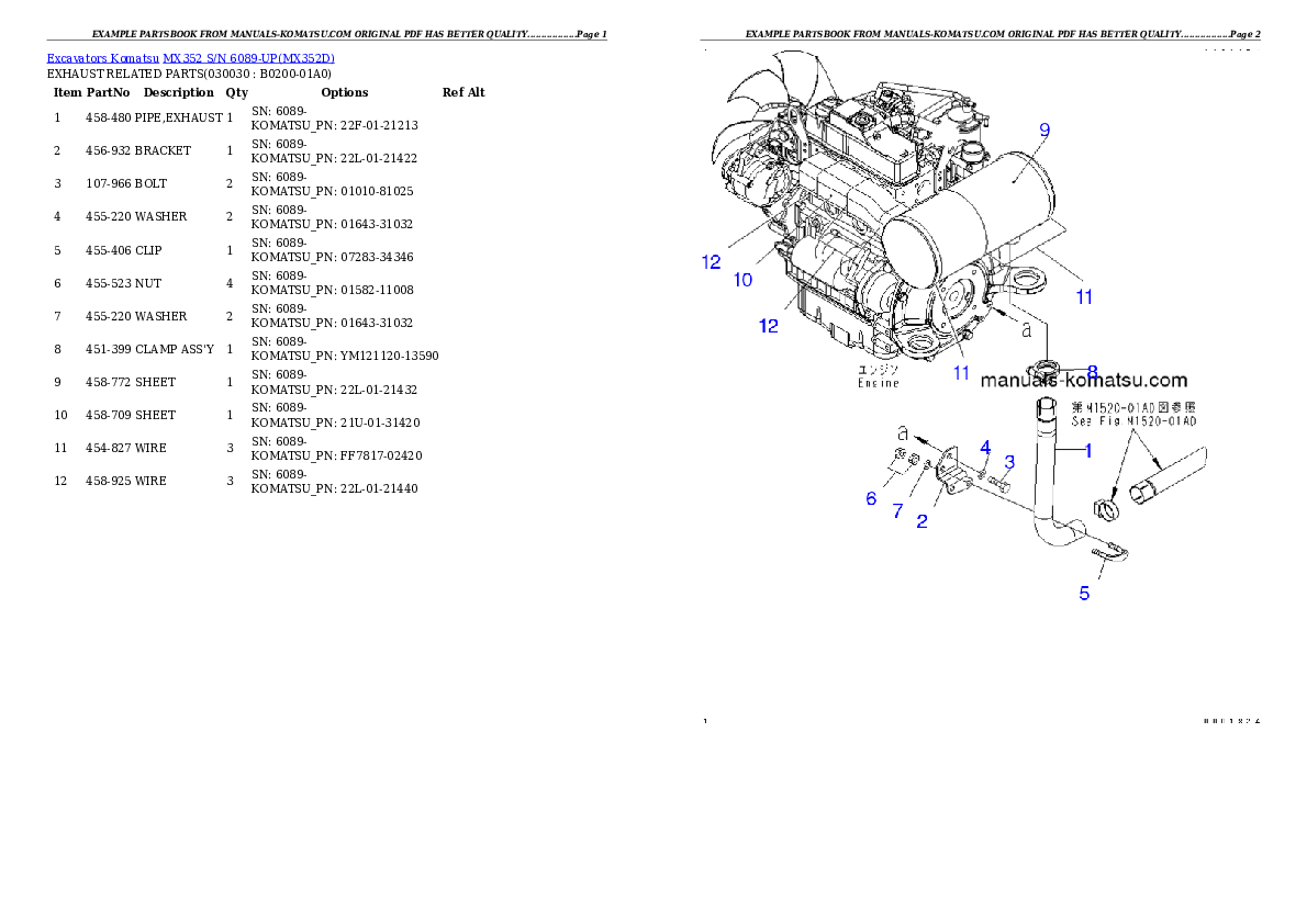 MX352 S/N 6089-UP Partsbook