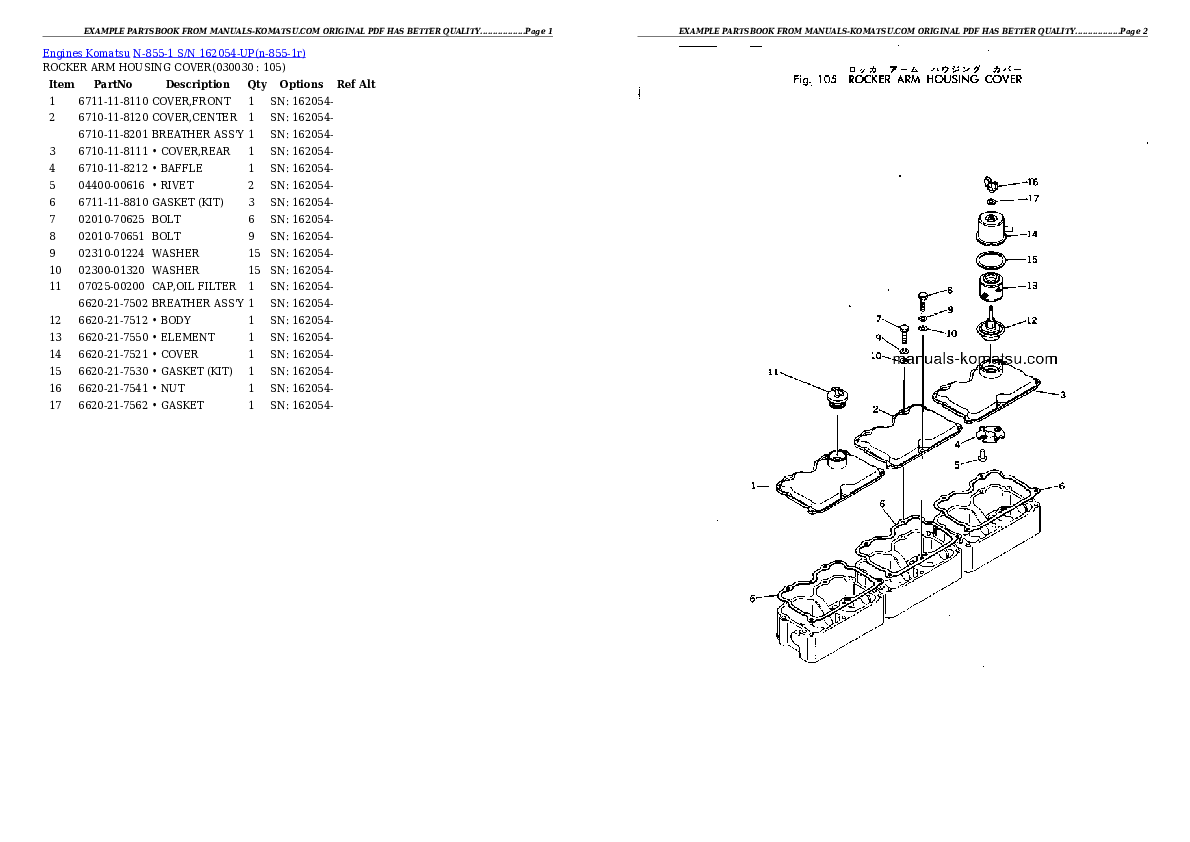 N-855-1 S/N 162054-UP Partsbook