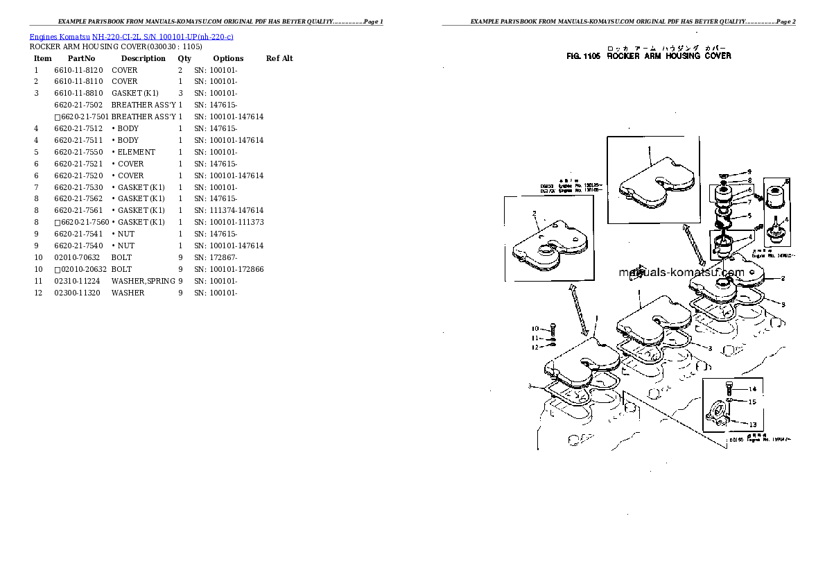 NH-220-CI-2L S/N 100101-UP Partsbook