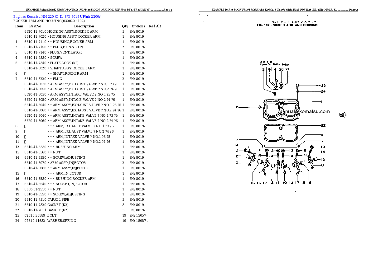 NH-220-CI-1L S/N 8019-UP Partsbook