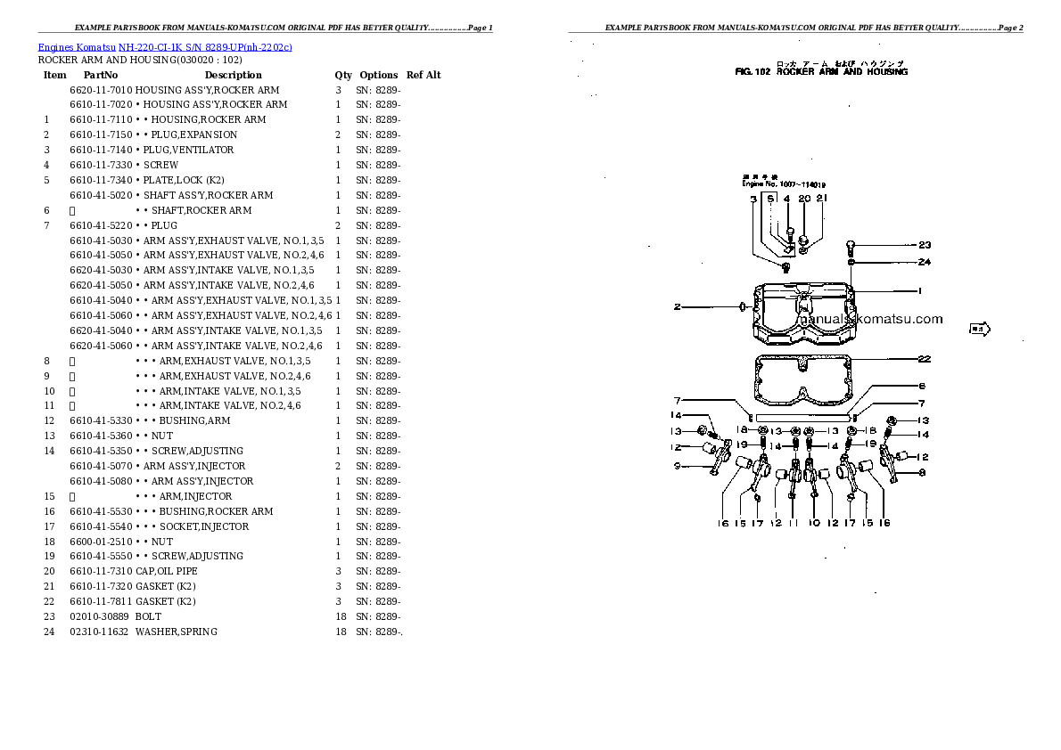 NH-220-CI-1K S/N 8289-UP Partsbook