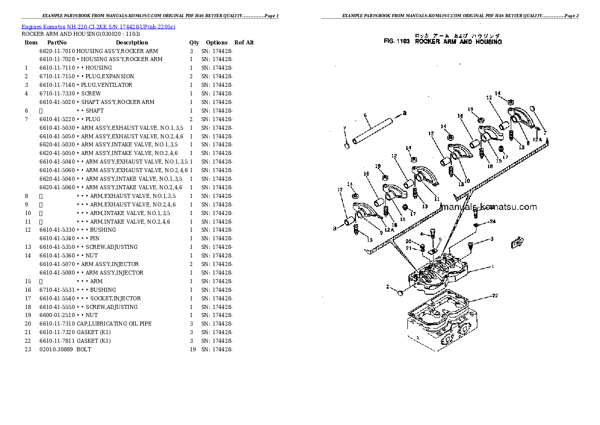 NH-220-CI-2KK S/N 174428-UP Partsbook