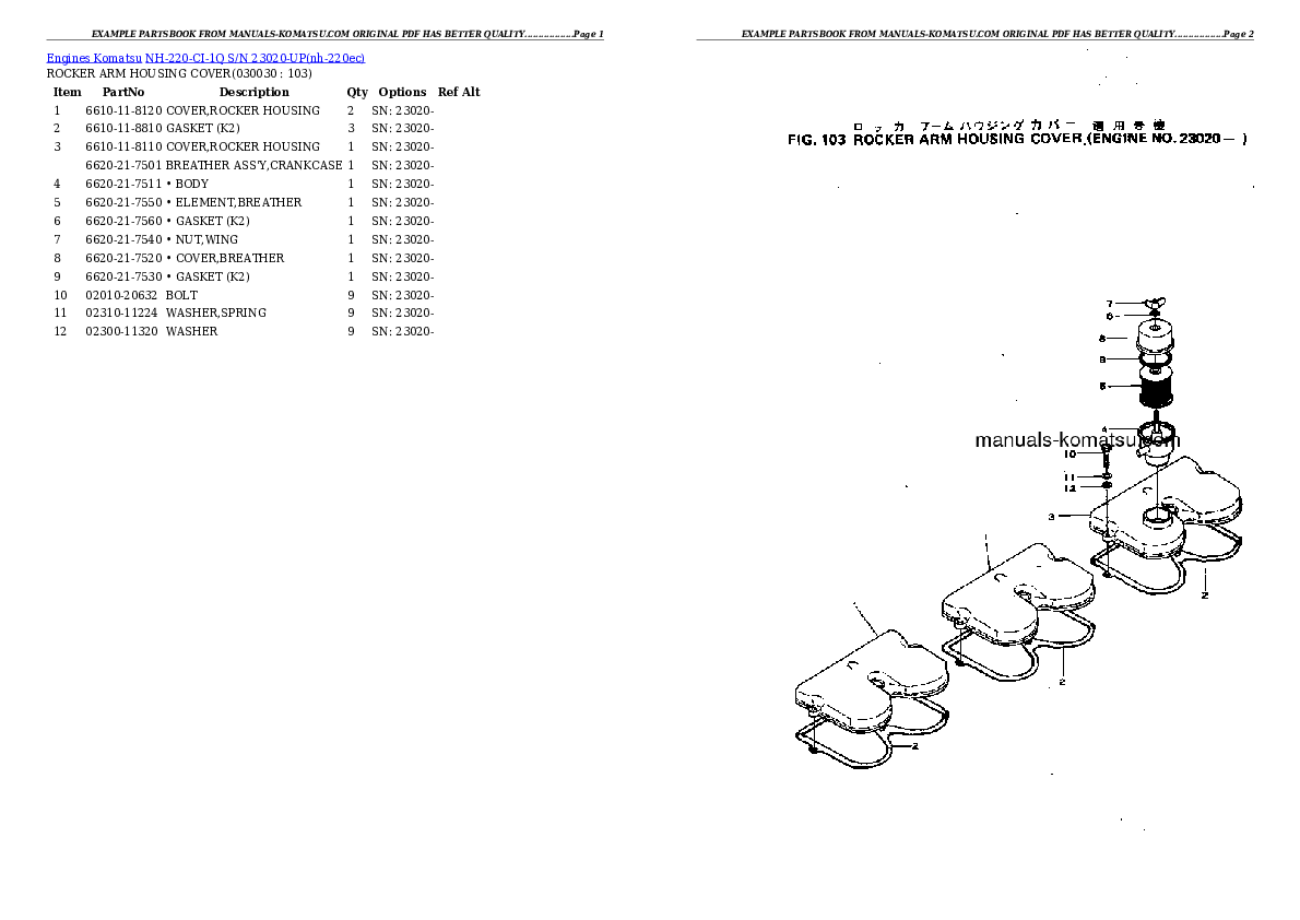 NH-220-CI-1Q S/N 23020-UP Partsbook