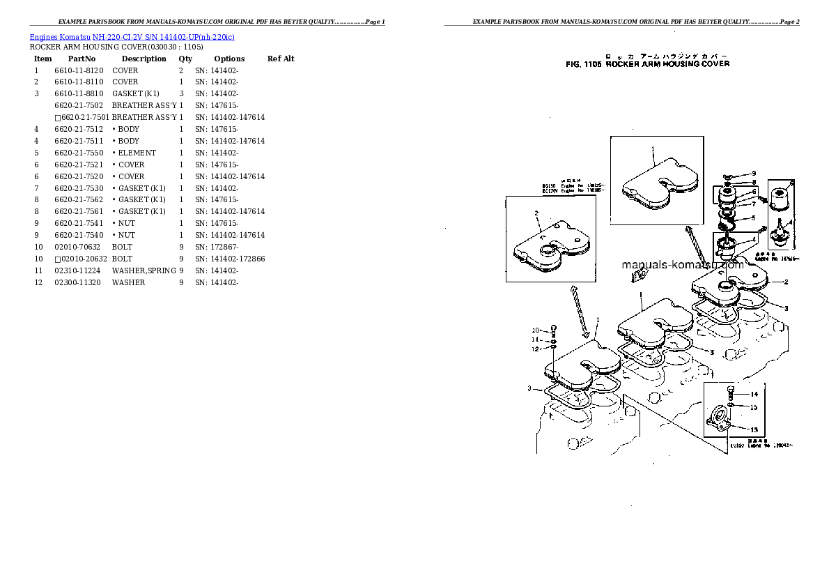 NH-220-CI-2V S/N 141402-UP Partsbook