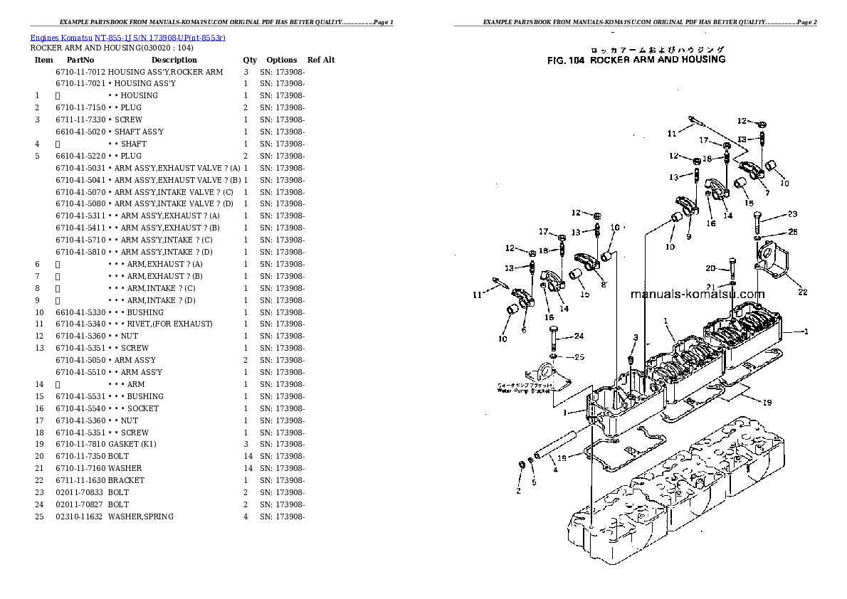 NT-855-1J S/N 173908-UP Partsbook