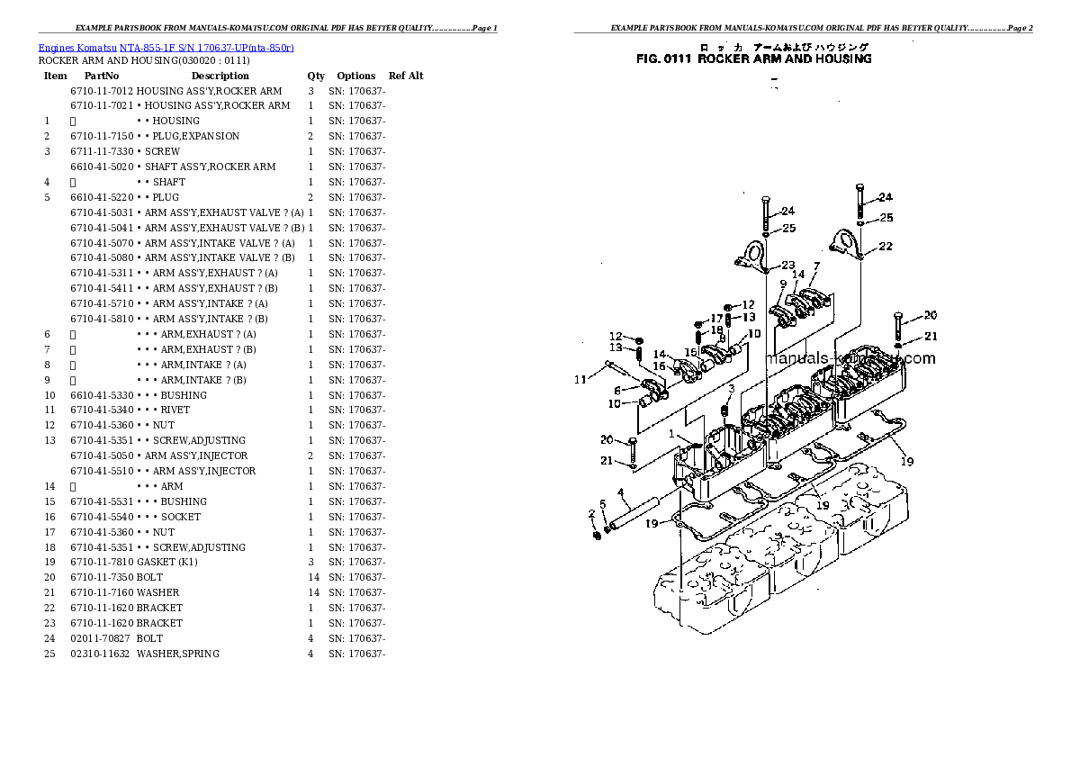 NTA-855-1F S/N 170637-UP Partsbook