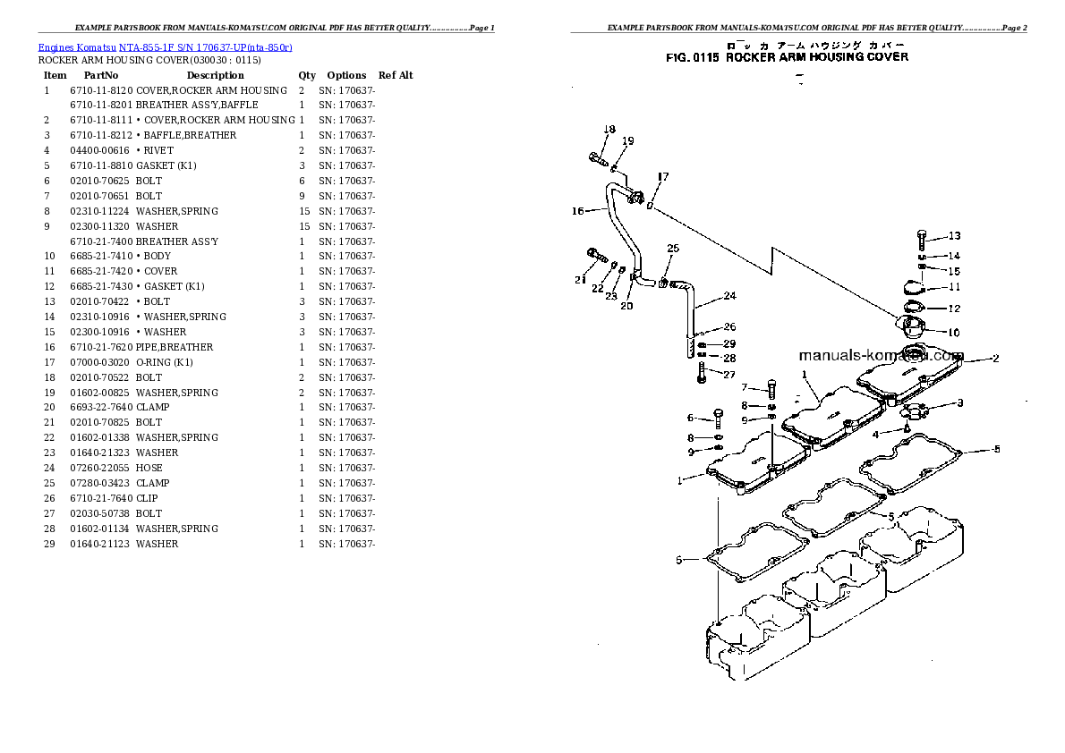 NTA-855-1F S/N 170637-UP Partsbook