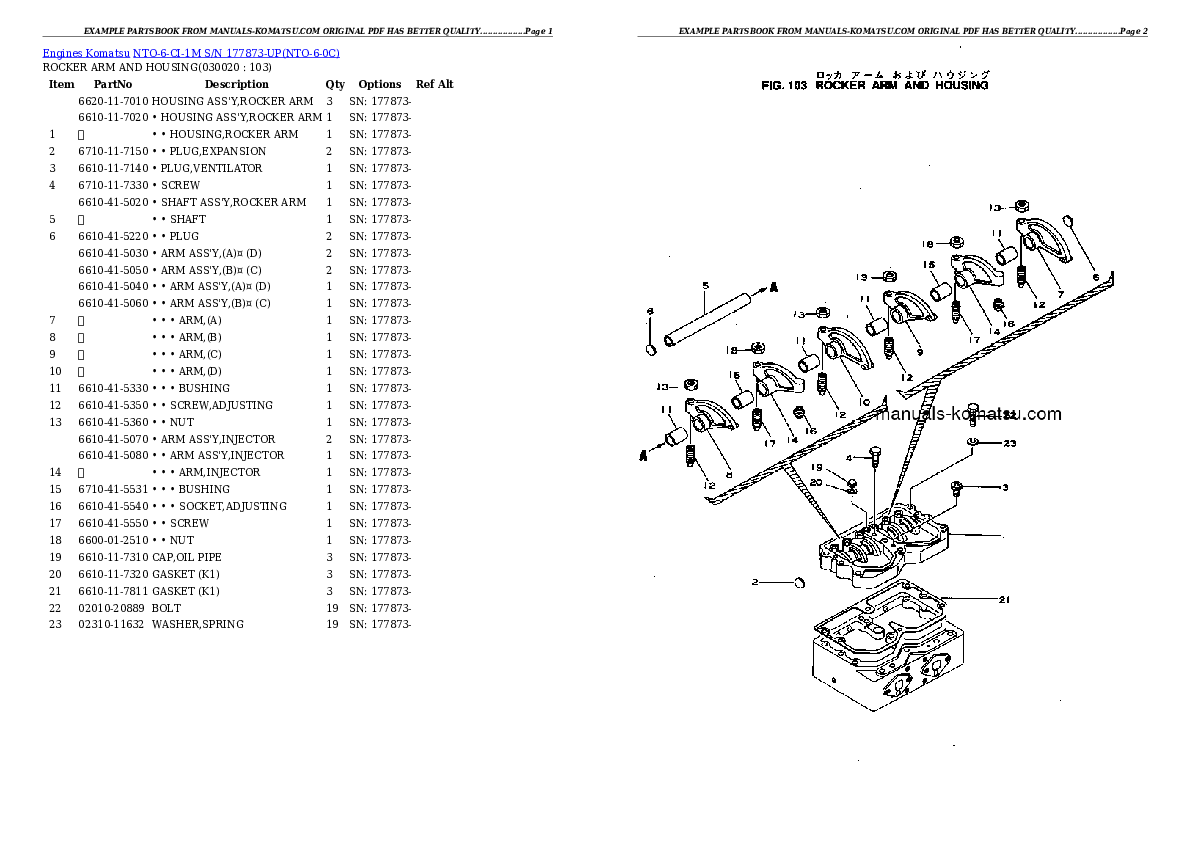 NTO-6-CI-1M S/N 177873-UP Partsbook