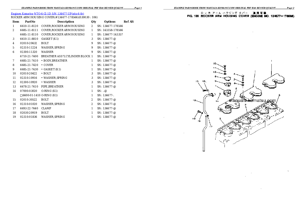 NTO-6-CI-1D S/N 134677-UP Partsbook