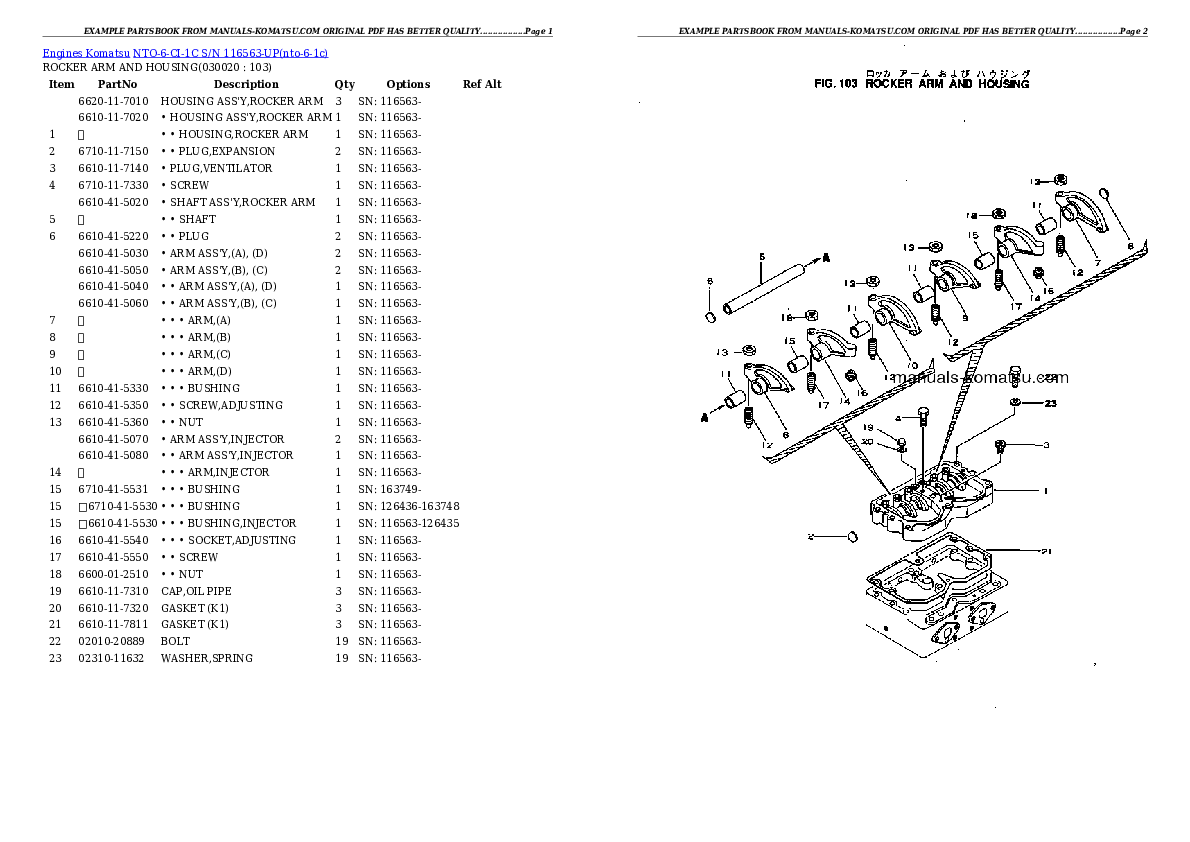 NTO-6-CI-1C S/N 116563-UP Partsbook