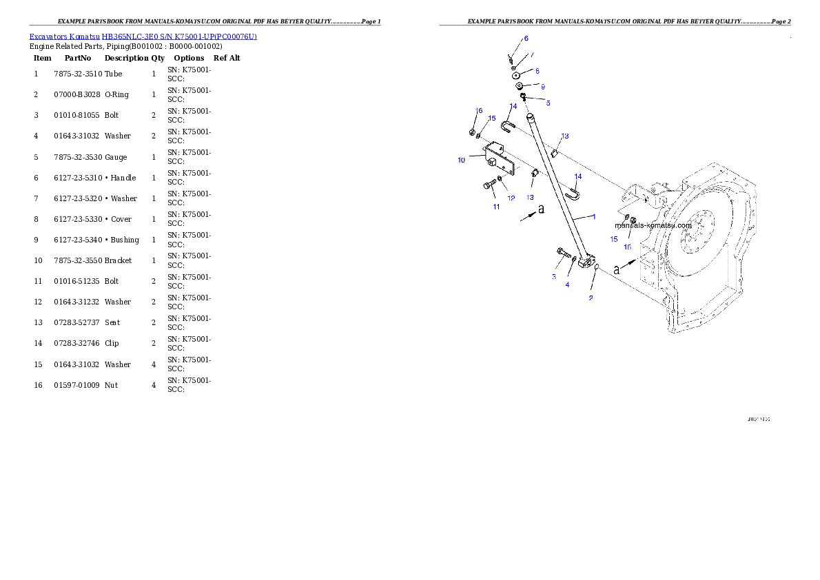 HB365NLC-3E0 S/N K75001-UP Partsbook