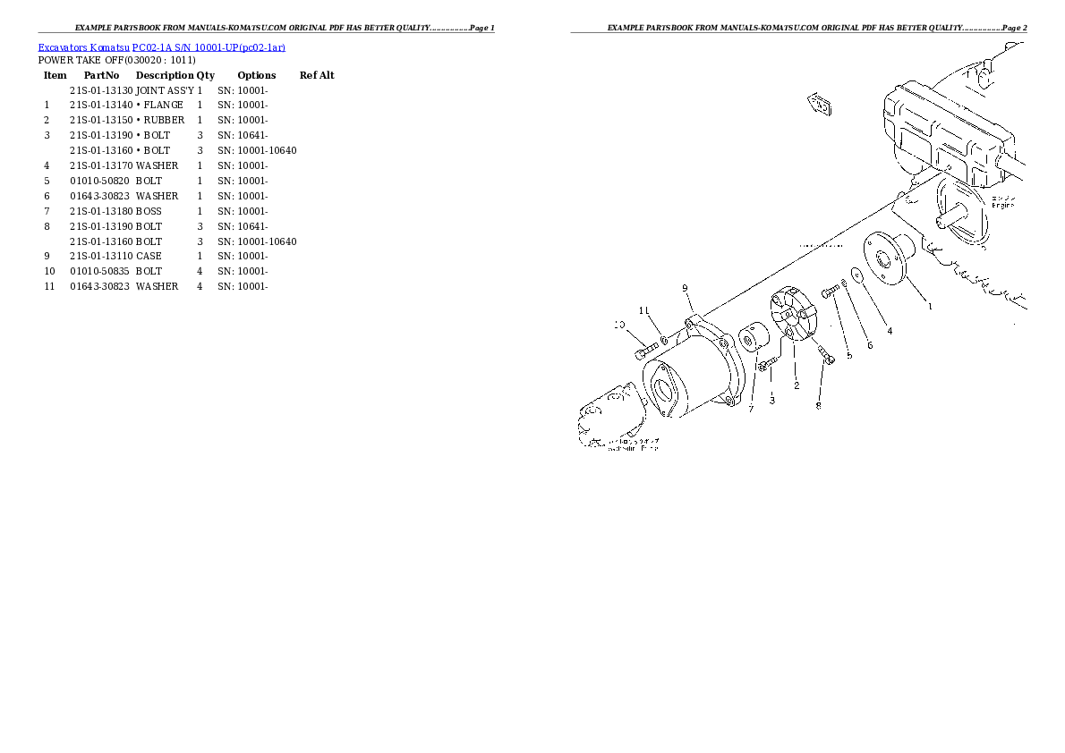 PC02-1A S/N 10001-UP Partsbook
