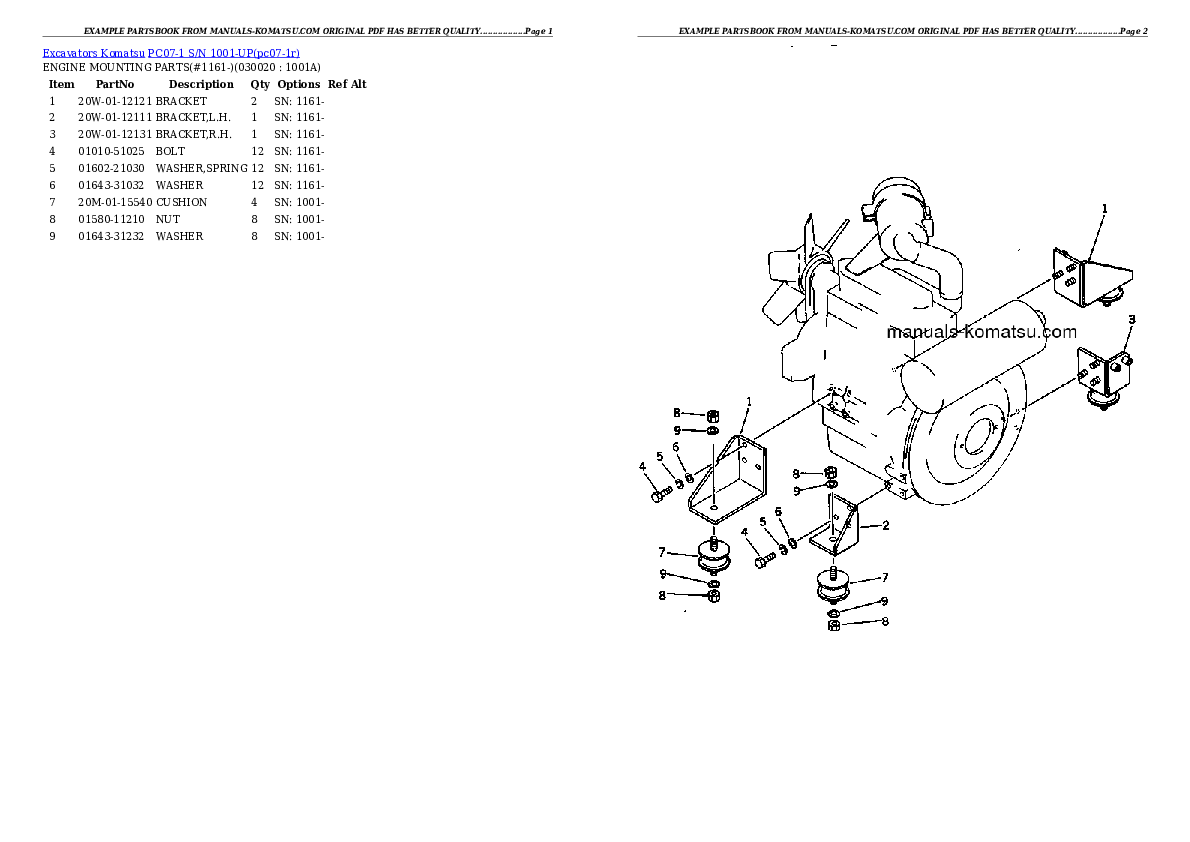 PC07-1 S/N 1001-UP Partsbook