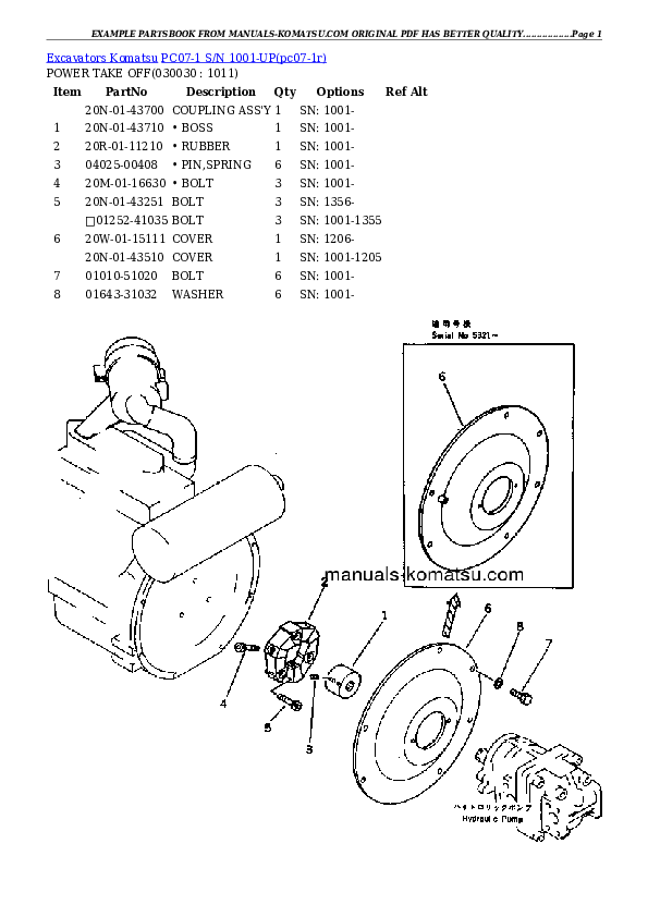 PC07-1 S/N 1001-UP Partsbook