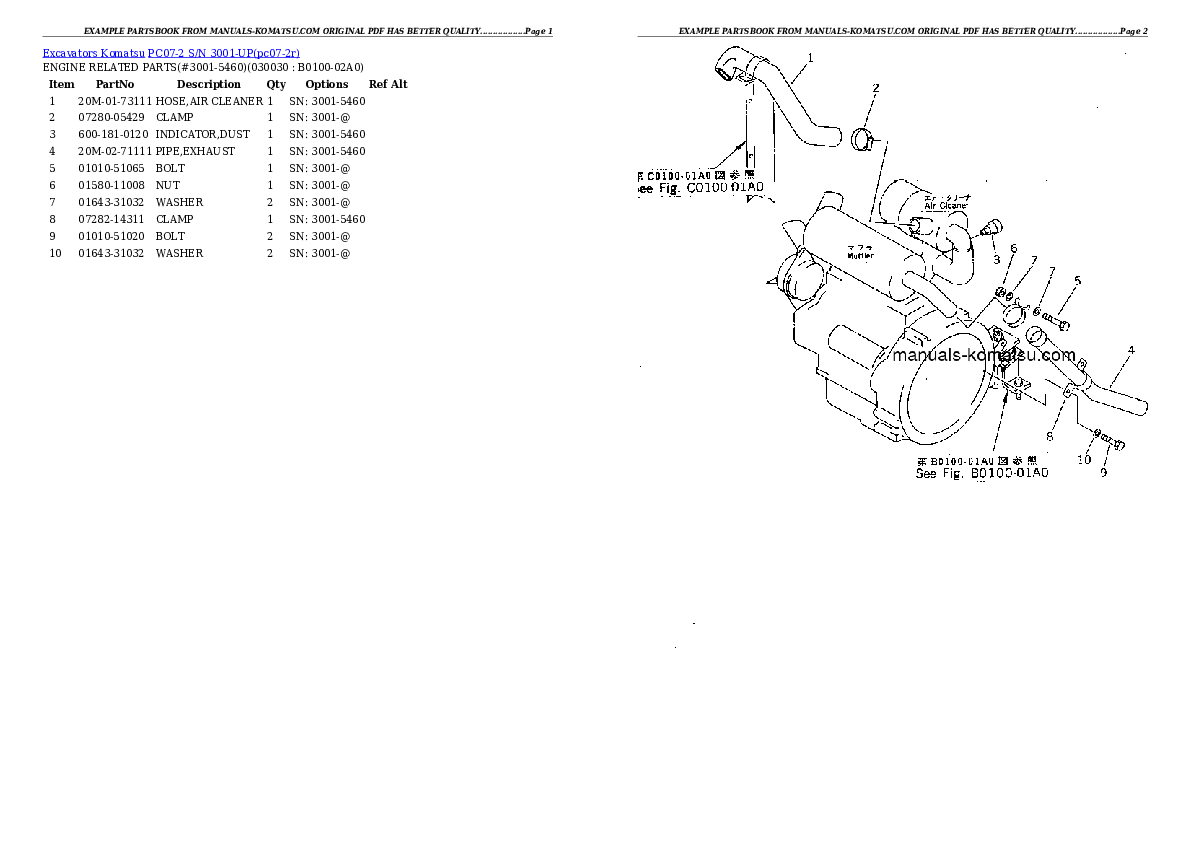 PC07-2 S/N 3001-UP Partsbook