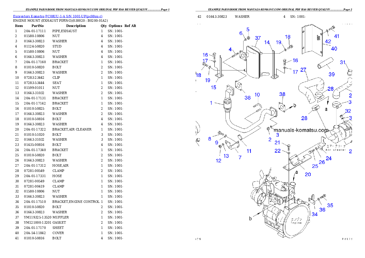 PC08UU-1-A S/N 1001-UP Partsbook