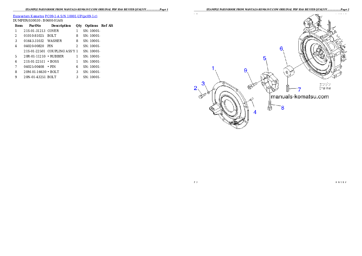 PC09-1-A S/N 10001-UP Partsbook