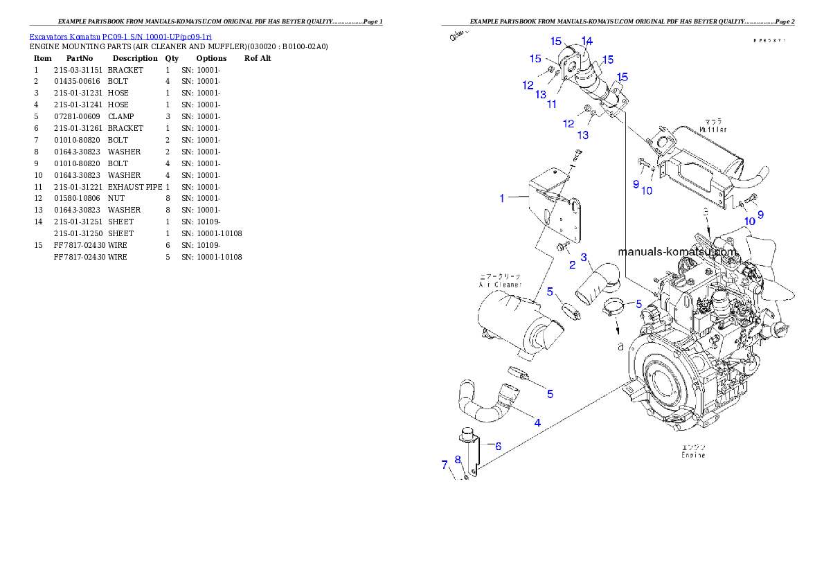 PC09-1B S/N 10001-UP Partsbook