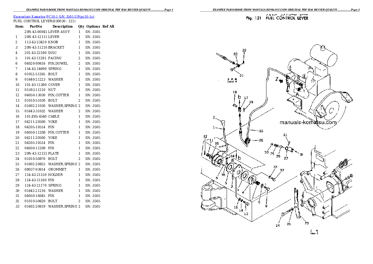 PC10-1 S/N 3501-UP Partsbook