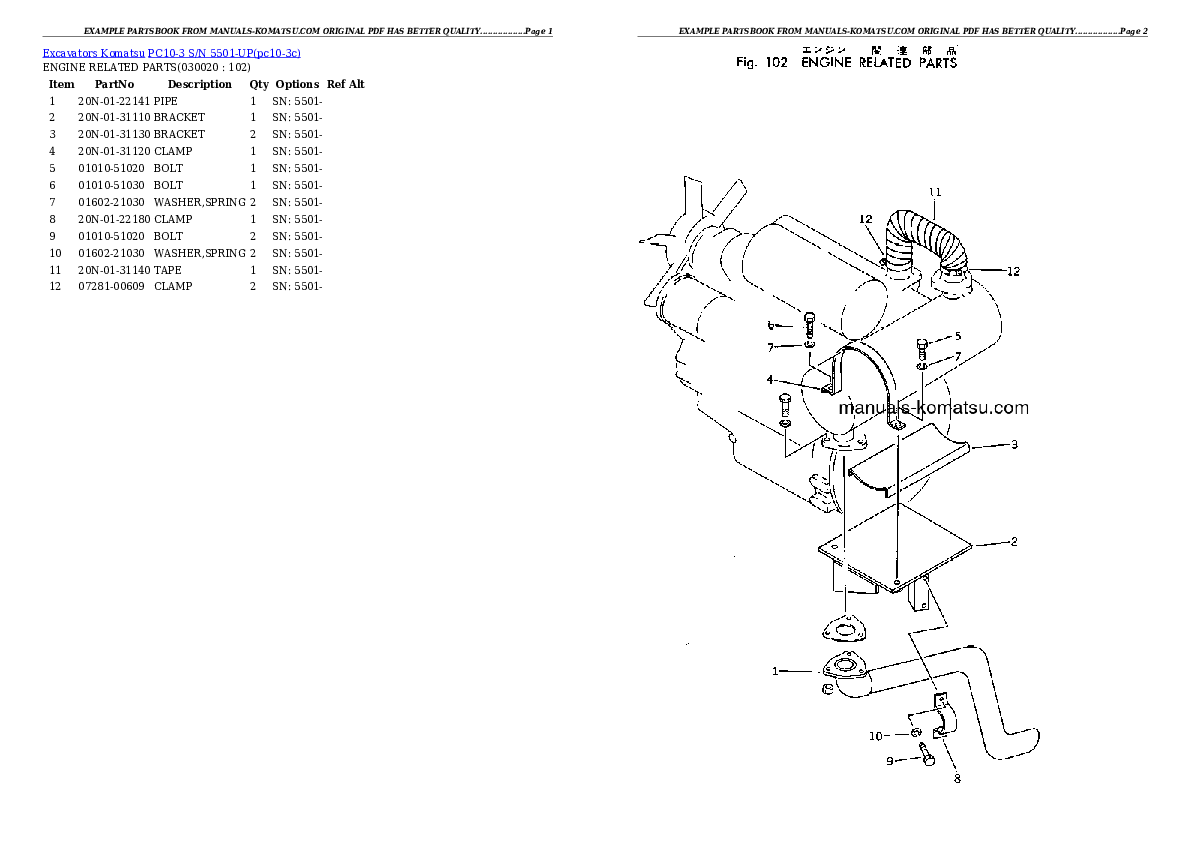 PC10-3 S/N 5501-UP Partsbook