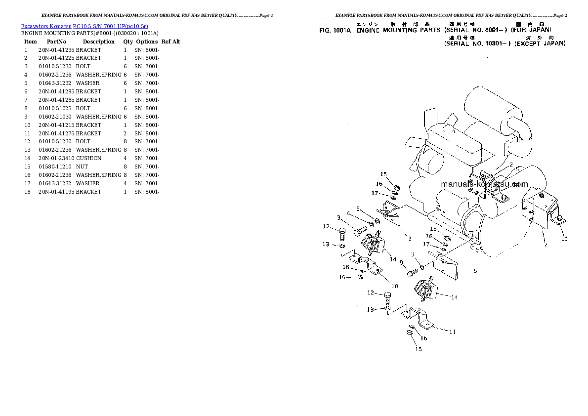 PC10-5 S/N 7001-UP Partsbook