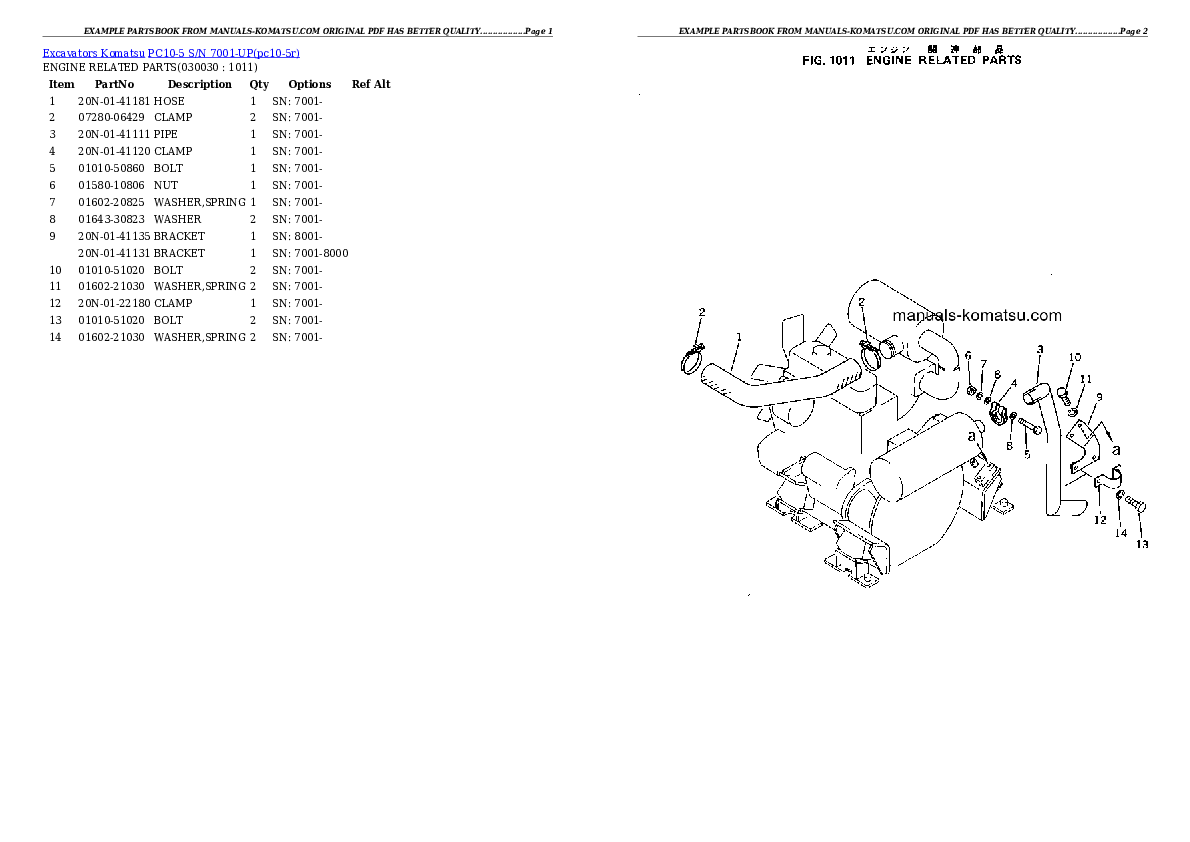 PC10-5 S/N 7001-UP Partsbook