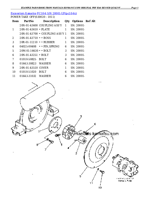 PC10-6 S/N 20001-UP Partsbook