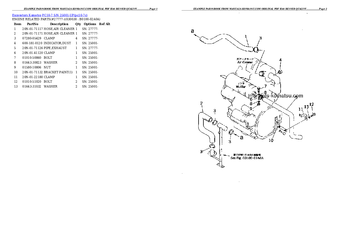 PC10-7 S/N 25001-UP Partsbook