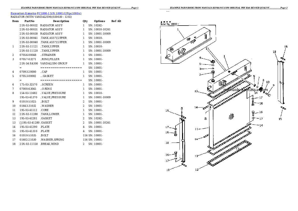 PC1000-1 S/N 10001-UP Partsbook