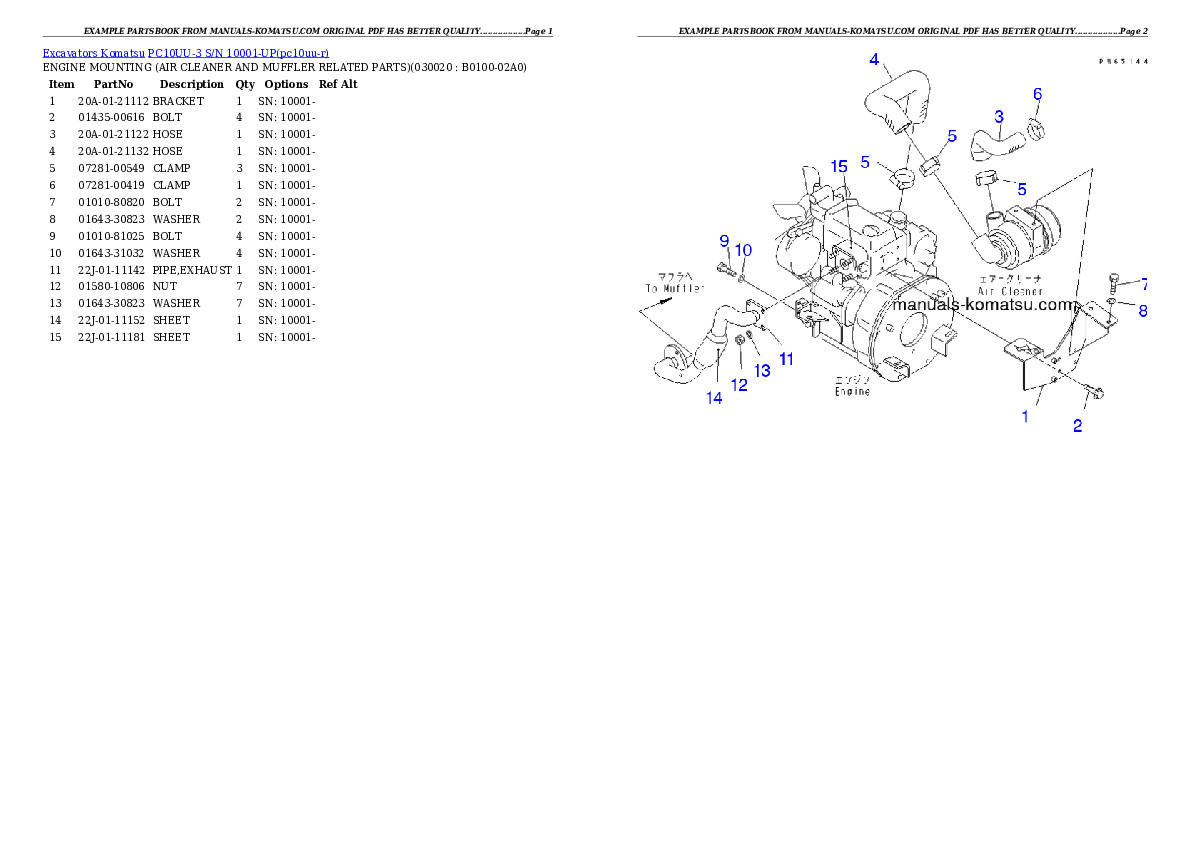 PC10UU-3 S/N 10001-UP Partsbook