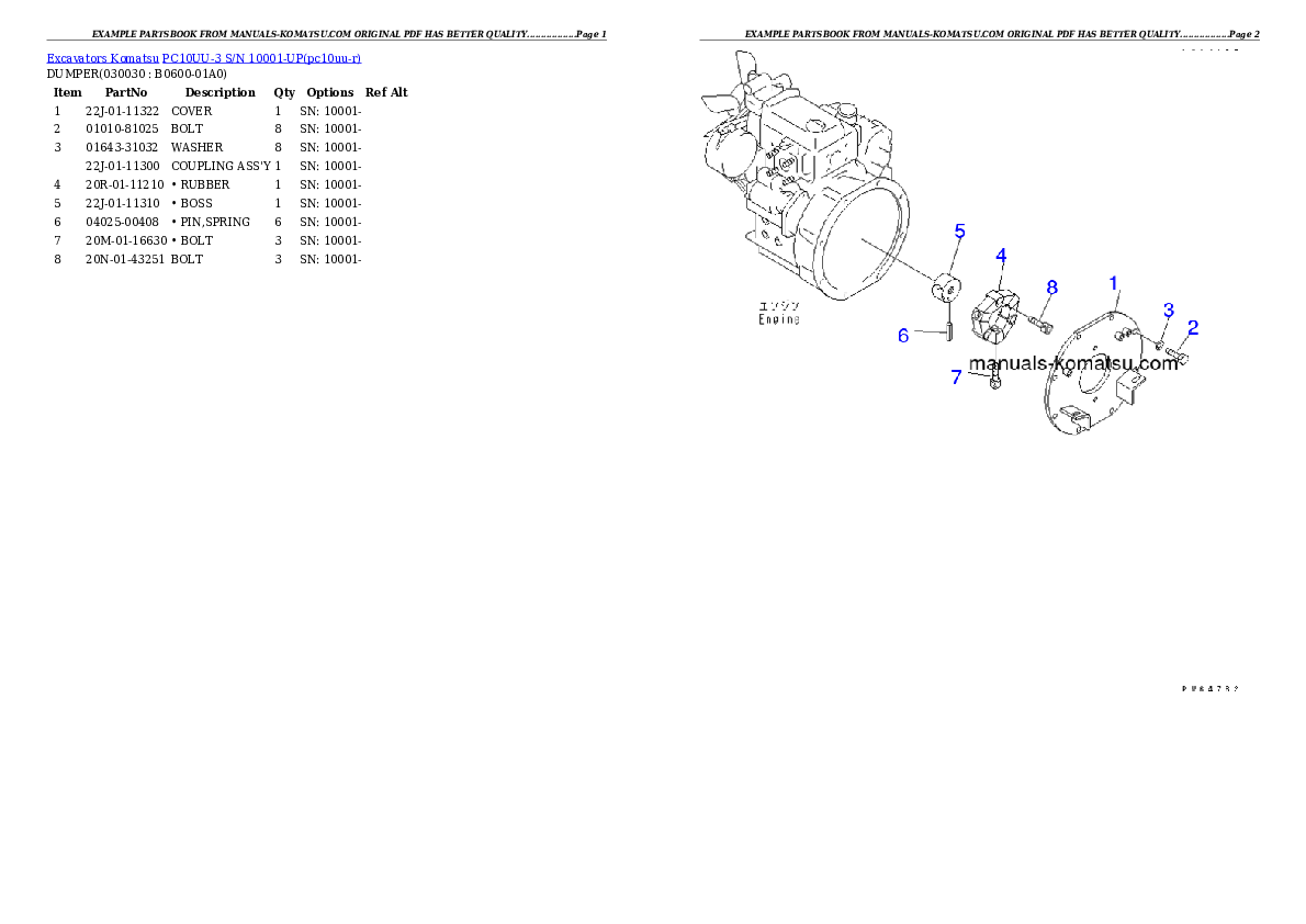 PC10UU-3 S/N 10001-UP Partsbook