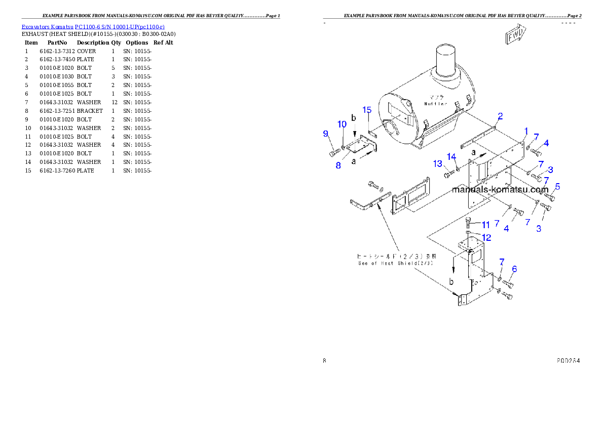 PC1100-6 S/N 10001-UP Partsbook