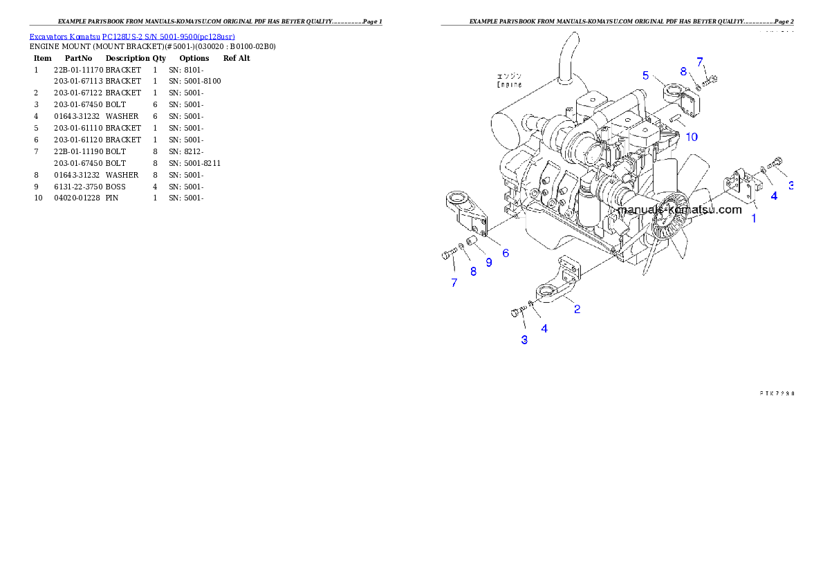 PC128US-2 S/N 5001-9500 (For EU) Partsbook