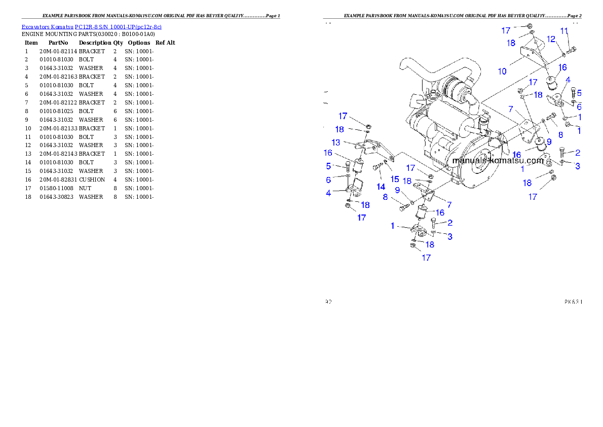 PC12R-8 S/N 10001-UP Partsbook