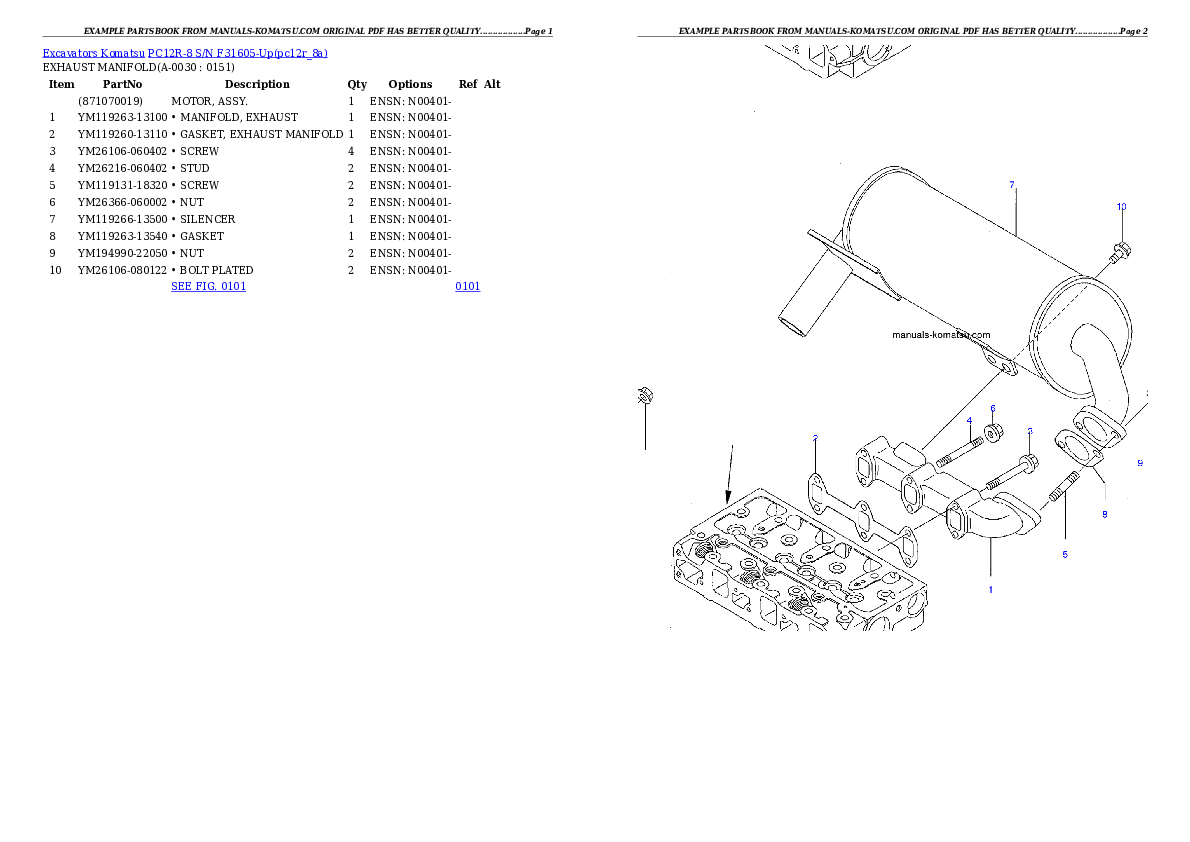 PC12R-8 S/N F31605-Up Partsbook