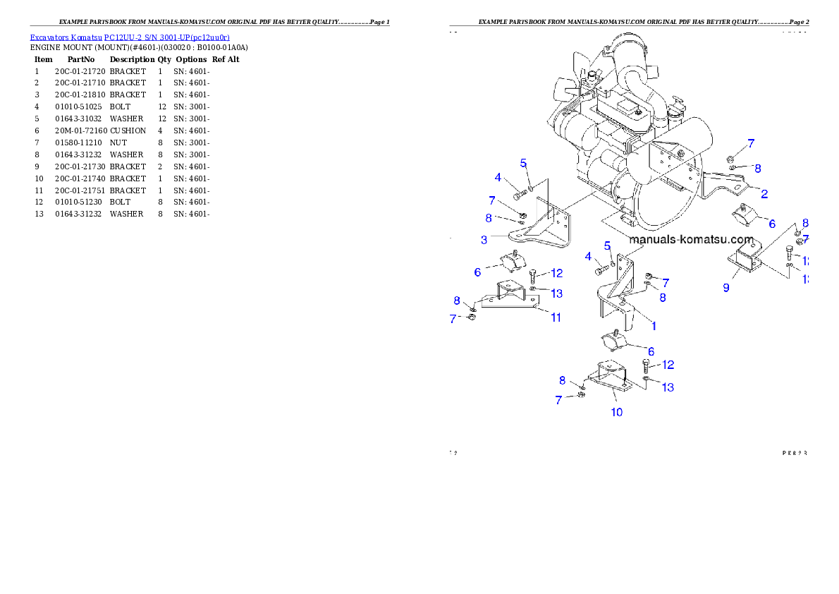 PC12UU-2 S/N 3001-UP Partsbook