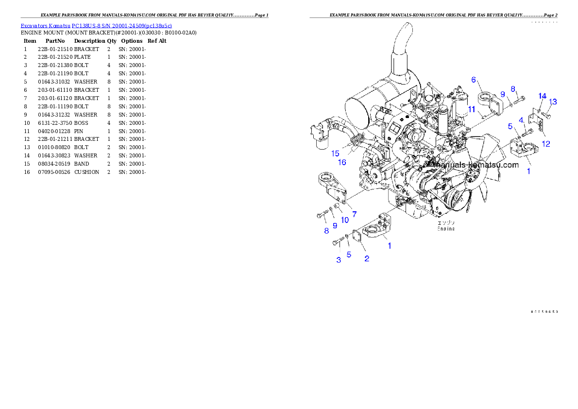 PC138US-8 S/N 20001-24509 Partsbook