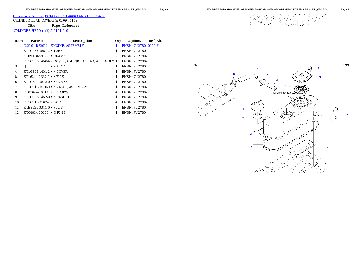 PC14R-3 S/N F40003- Partsbook