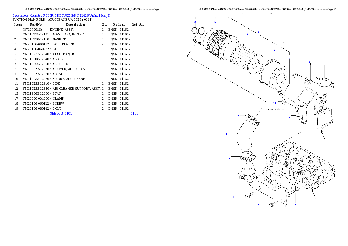 PC15R-8 DELUXE S/N F22426-Up Partsbook