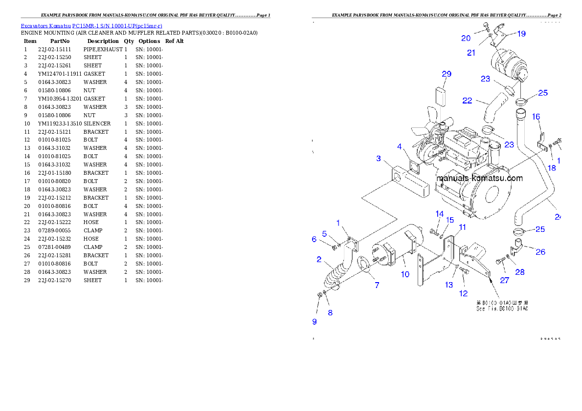 PC15MR-1 S/N 10001-UP Partsbook