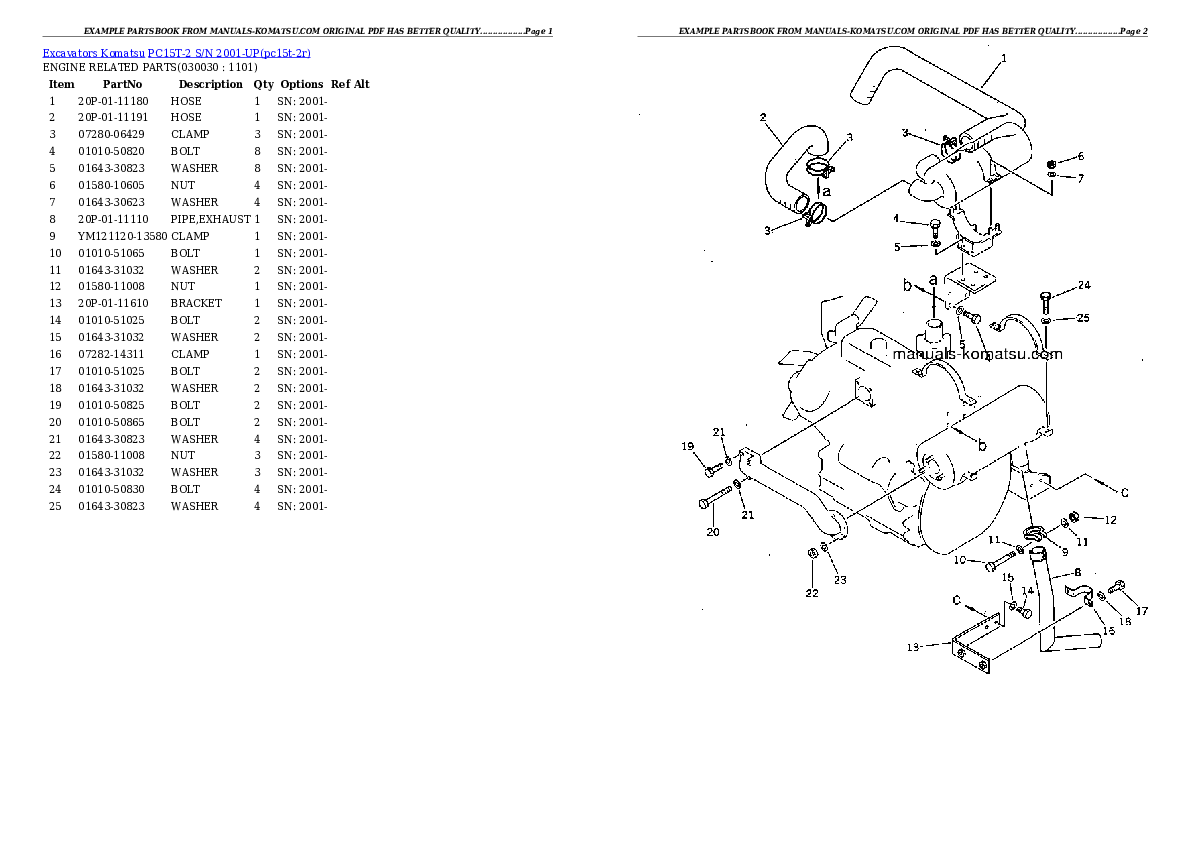 PC15T-2 S/N 2001-UP Partsbook