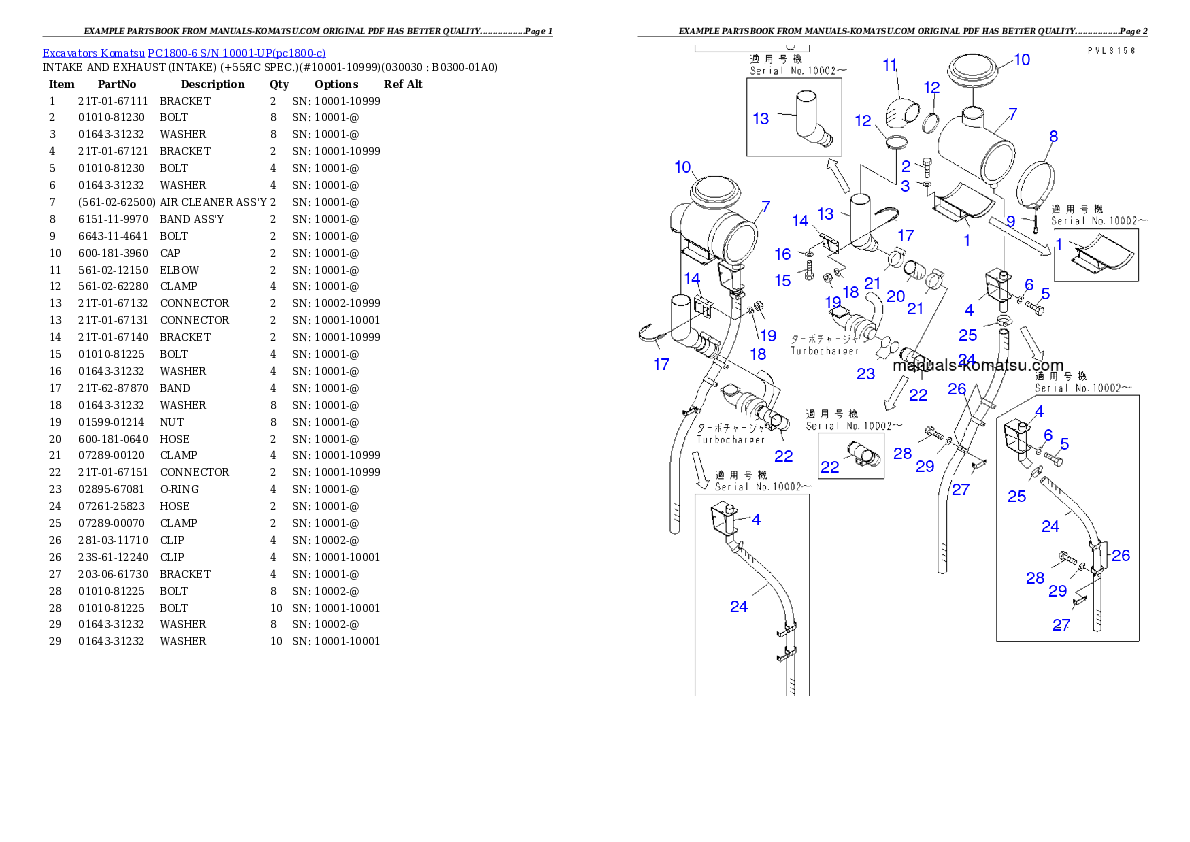 PC1800-6 S/N 10001-UP Partsbook