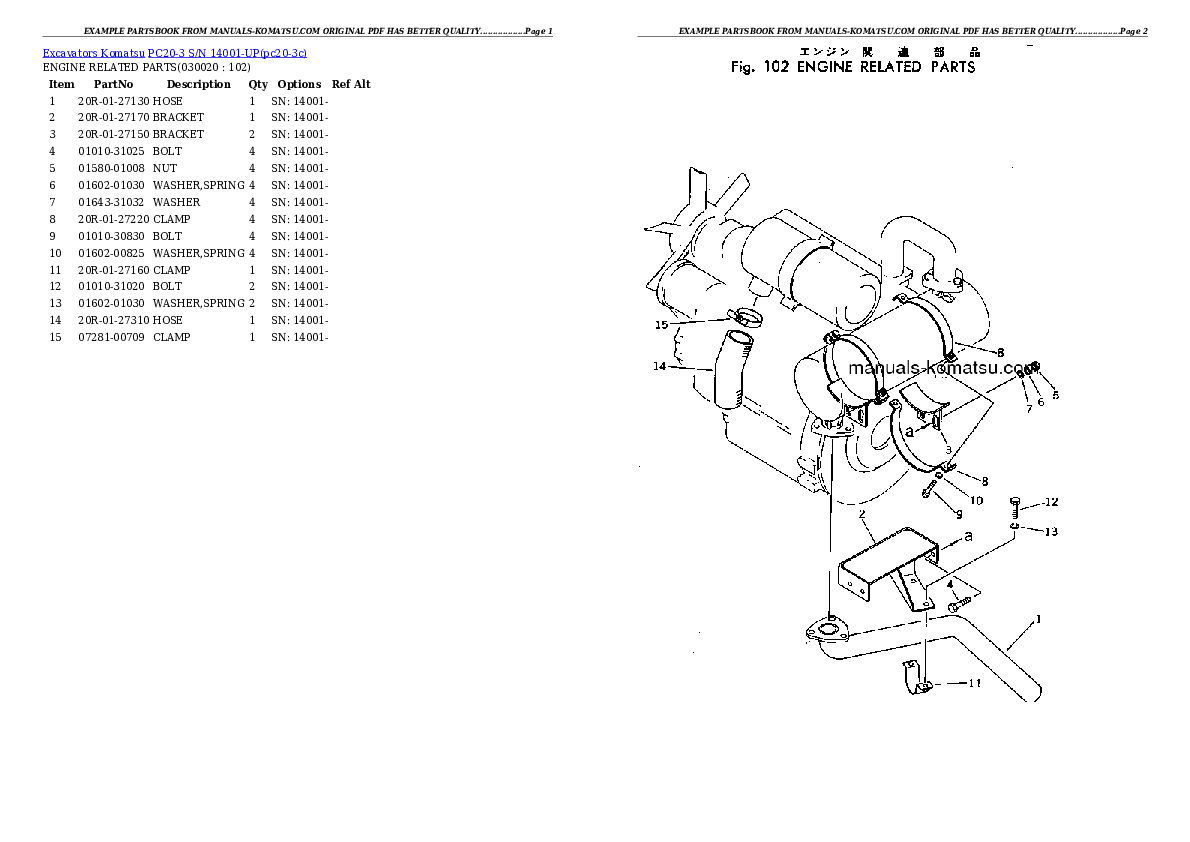 PC20-3 S/N 14001-UP Partsbook