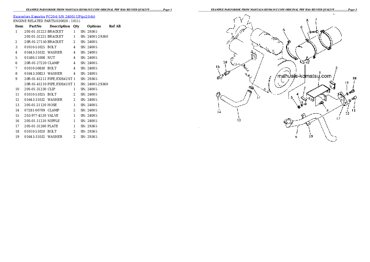 PC20-6 S/N 24001-UP Partsbook