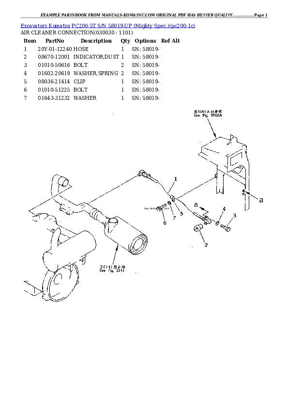 PC200-5T S/N 58019-UP (Mighty Spec.) Partsbook