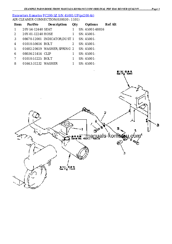 PC200-5Z S/N 45001-UP Partsbook